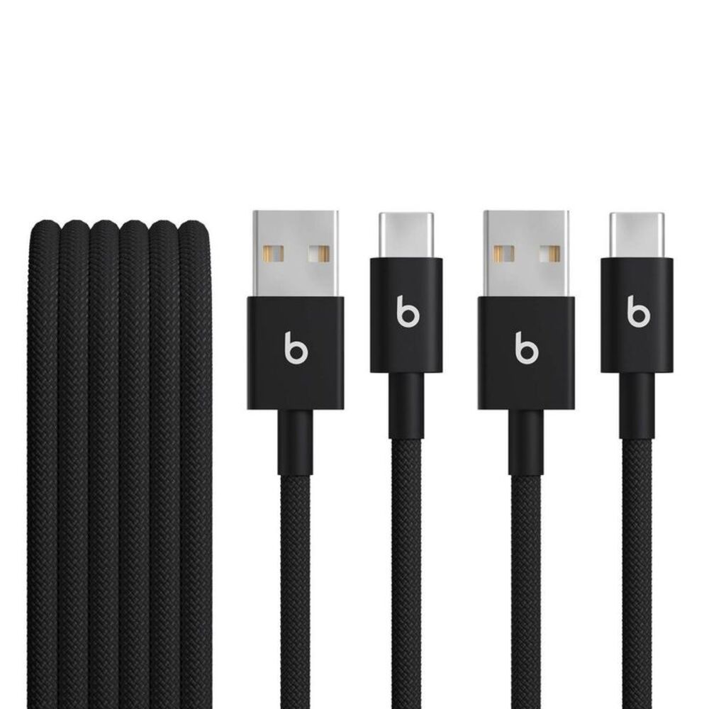 Beats -  USB-A to USB-C Woven Cables (1.5 m) - Bolt B Black